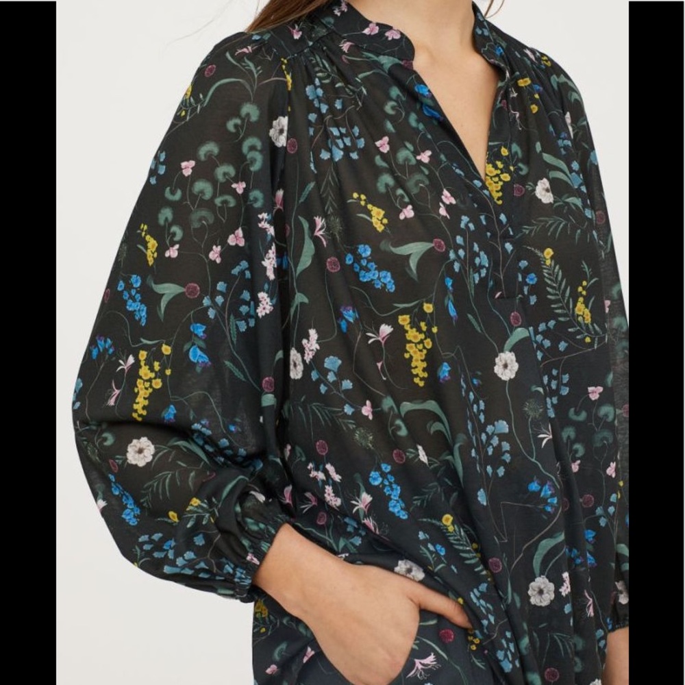 H&M x Anna Glover Floral Jersey Blouse